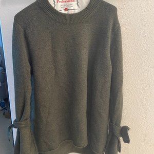 green zara tie-sleeve wool sweater